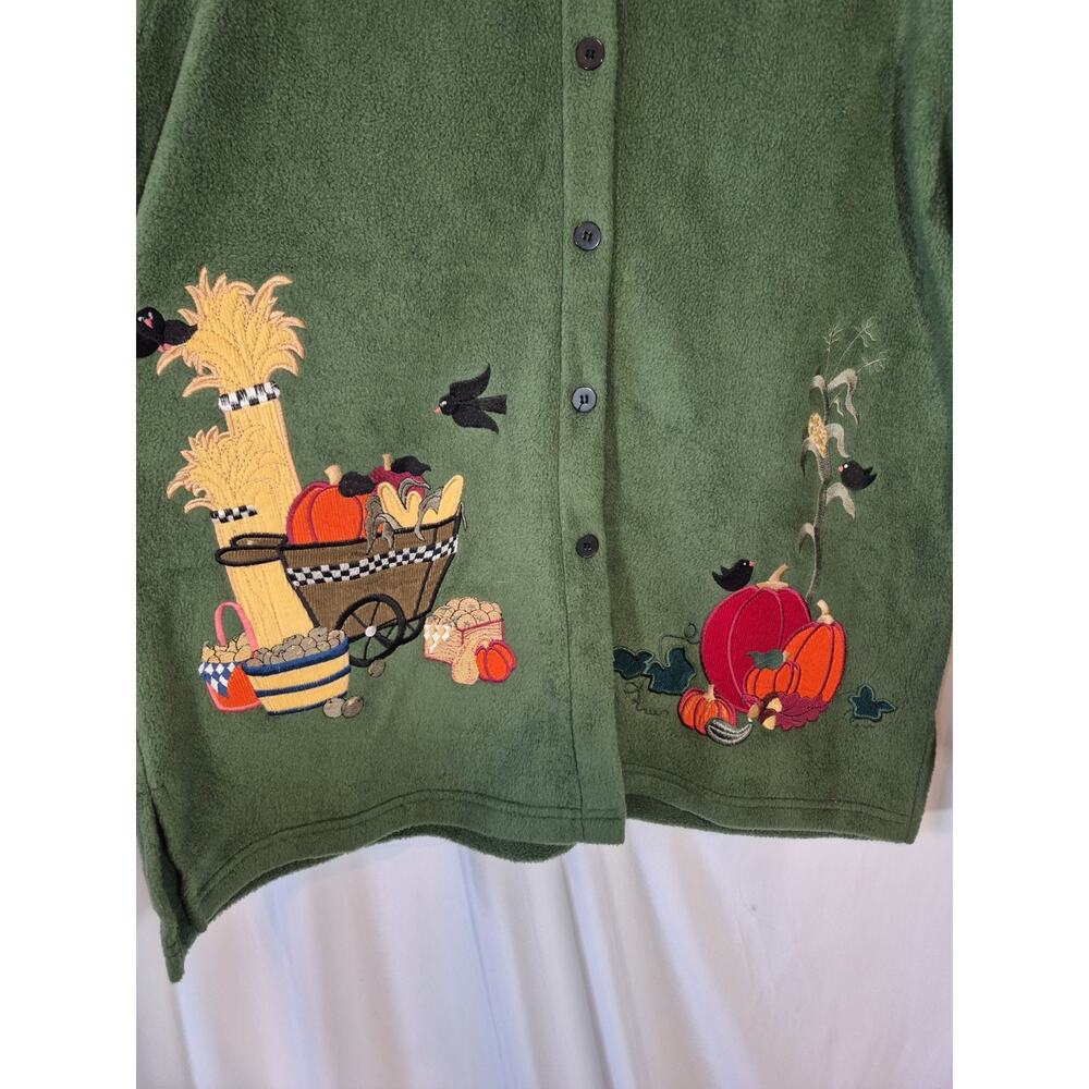 Quacker Factory Green Fall Harvest Jacket Large Top - Picture 5 of 10